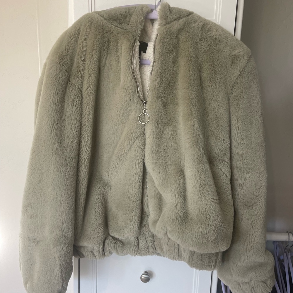 Forever 21 Furry Hooded Jacket